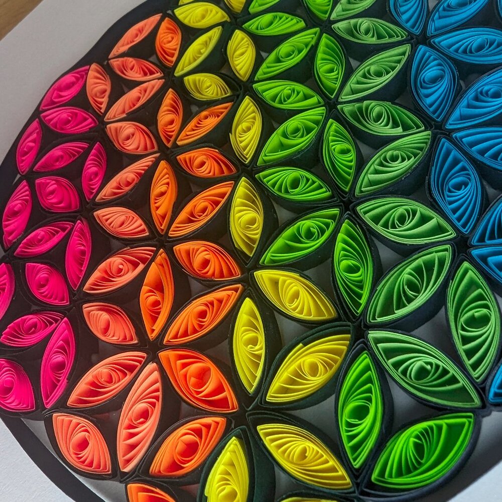 Flower of Life Mandala Quilled Wall Art - Sacred Geometry, Tree of Life 3D Art